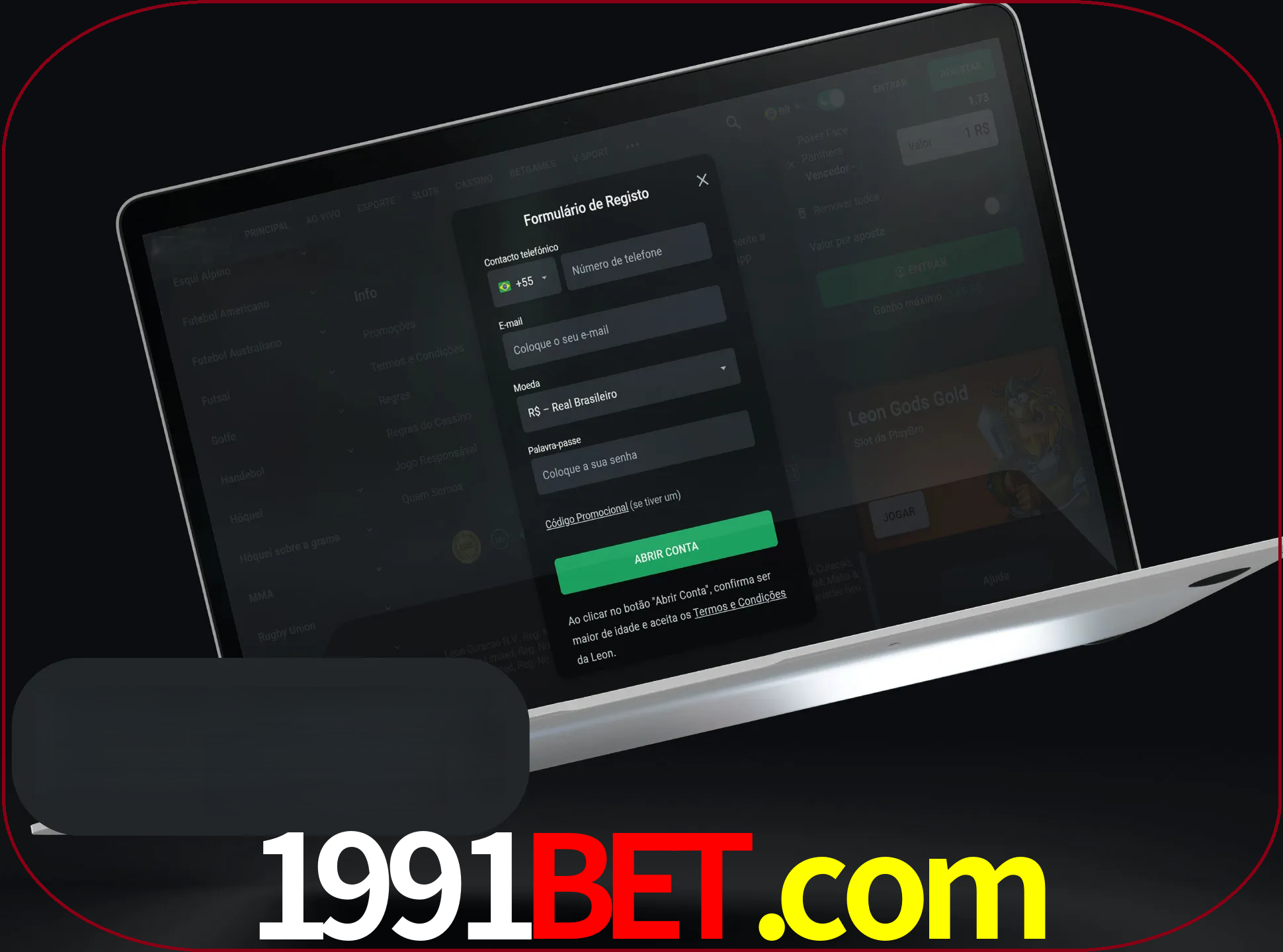Abra o site da LeonBet e crie sua própria conta.