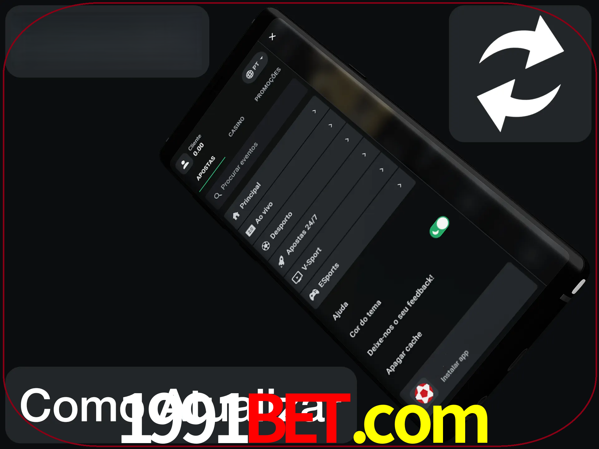 O aplicativo é atualizado automaticamente quando você faz o login.