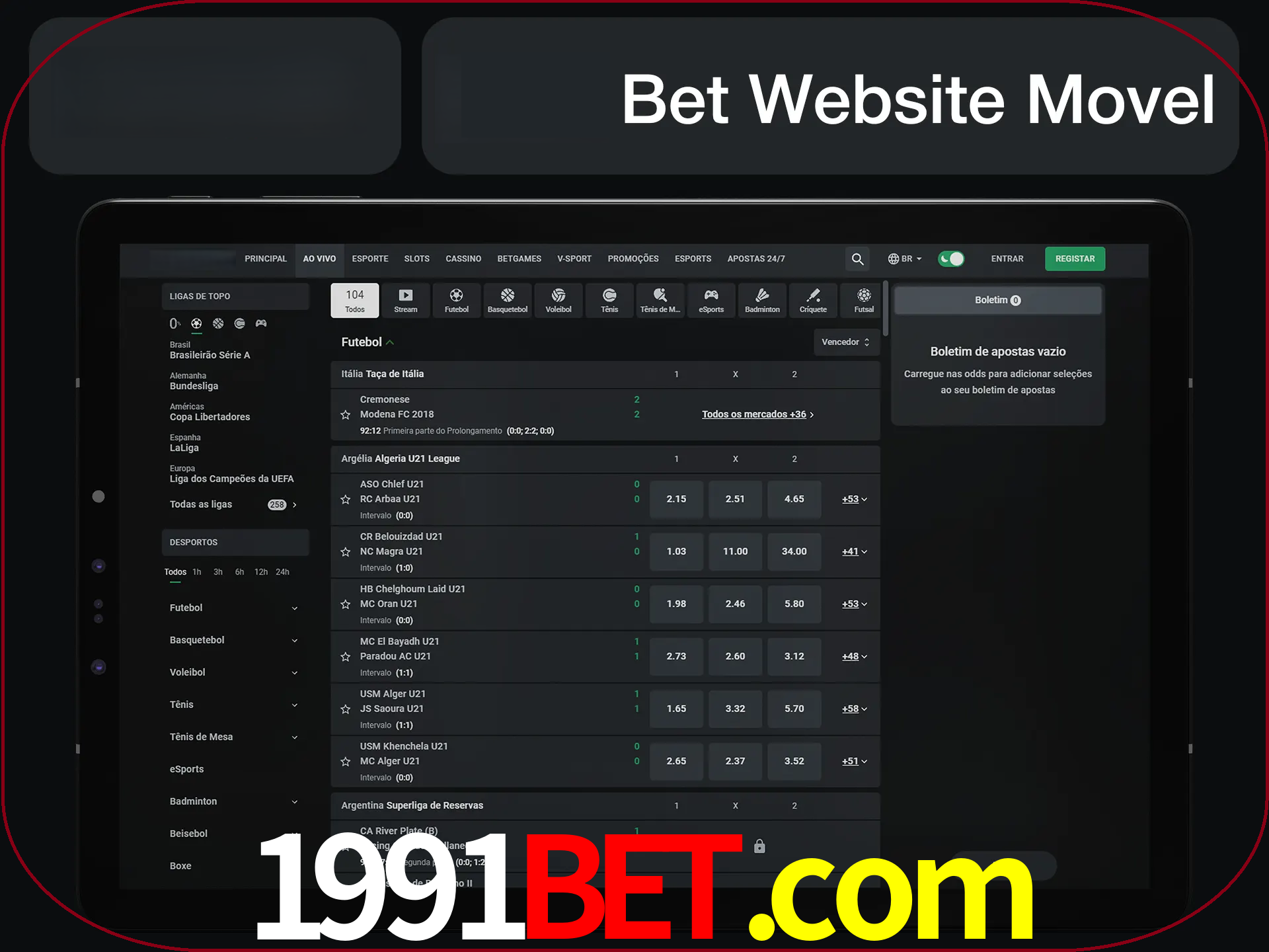Use nosso website em qualquer dispositivo.